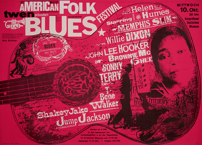 AMERICAN FOLK BLUES FESTIVAL 1962 - FIRST YEAR OF FESTIVAL. Original,  vintage, poster by Anonymous