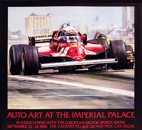 Auto Art Exhibit At The Imperial Palace Ferrari Original Vintage Poster By Nicholas Watts